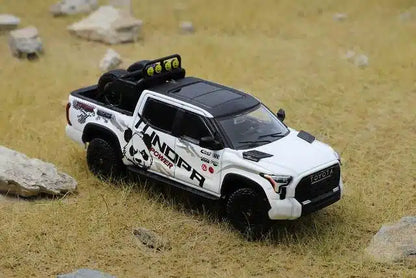 G.C.D 1:64 Toyota Tundra White Panda Edition (LHD) Diecast Model Car | With Adventure Accessories | KS-064-495