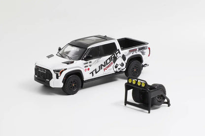 G.C.D 1:64 Toyota Tundra White Panda Edition (LHD) Diecast Model Car | With Adventure Accessories | KS-064-495