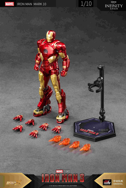 ZD Toys 1/10 Scale Iron Man Mark 10 Action Figure Non-Light-Up | Marvel Studios Iron Man 3 Collector Figure