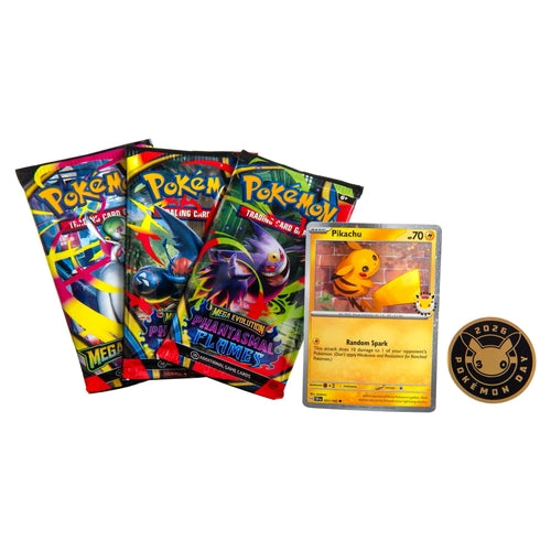 Pokemon TCG Pokemon Day 2026 Collection – Pikachu | Stamped Foil Promo Card + 30th Anniversary Coin + 3 Booster Packs