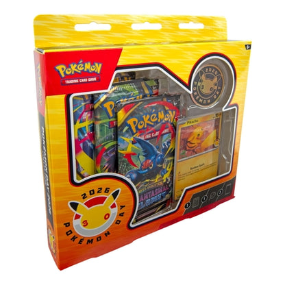 Pokemon TCG Pokemon Day 2026 Collection – Pikachu | Stamped Foil Promo Card + 30th Anniversary Coin + 3 Booster Packs
