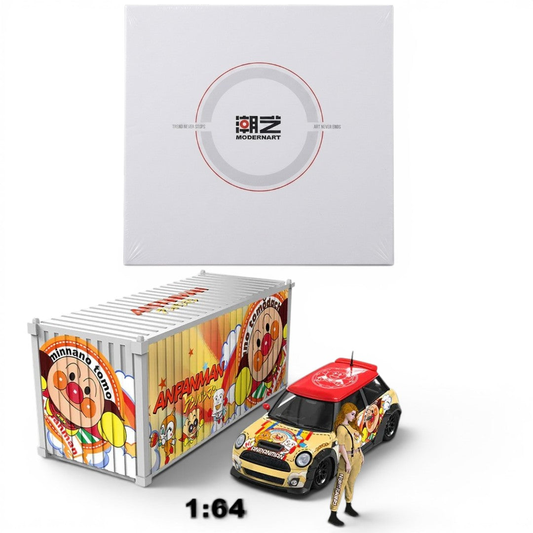 ModernArt 1:64 Mini Cooper ANPANMAN Livery Limited Edition Diecast Model Car with Figure & Display Container