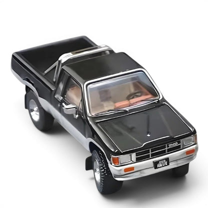 GCD Toyota Hilux SR5 Black & Silver 1:64 Scale Diecast Model Car KS-062-515 | Full Metal Pickup Truck Collectible with Display Base