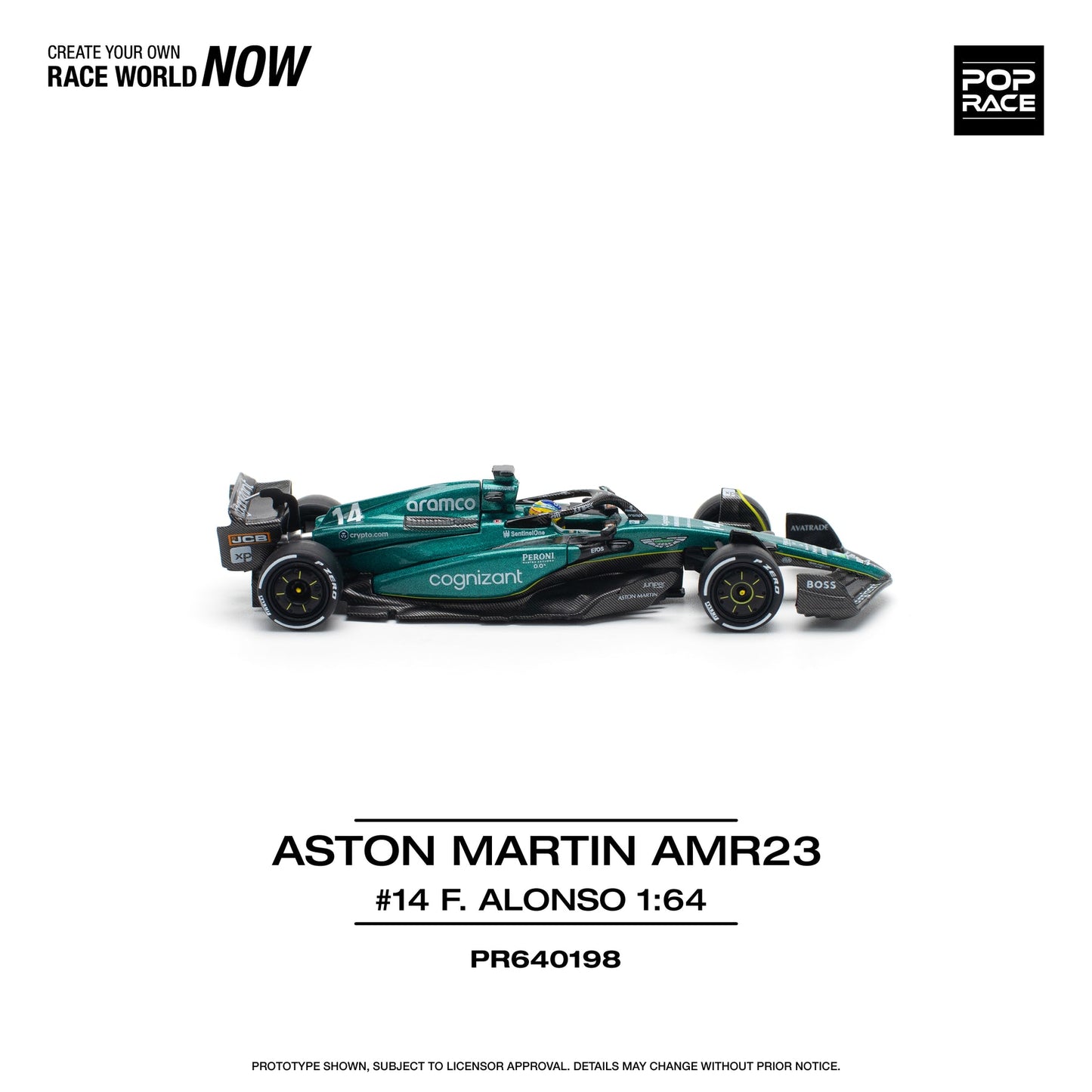 POP RACE 1:64 Aston Martin Aramco AMR23 #14 Formula One Race Car PR64-198 | Official Licensed Diecast Model | BGX