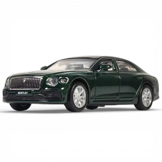MSZ 1:47 Bentley Flying Spur Hybrid Die-Cast Model Car – Green | Pull Back, Openable Doors (67730)