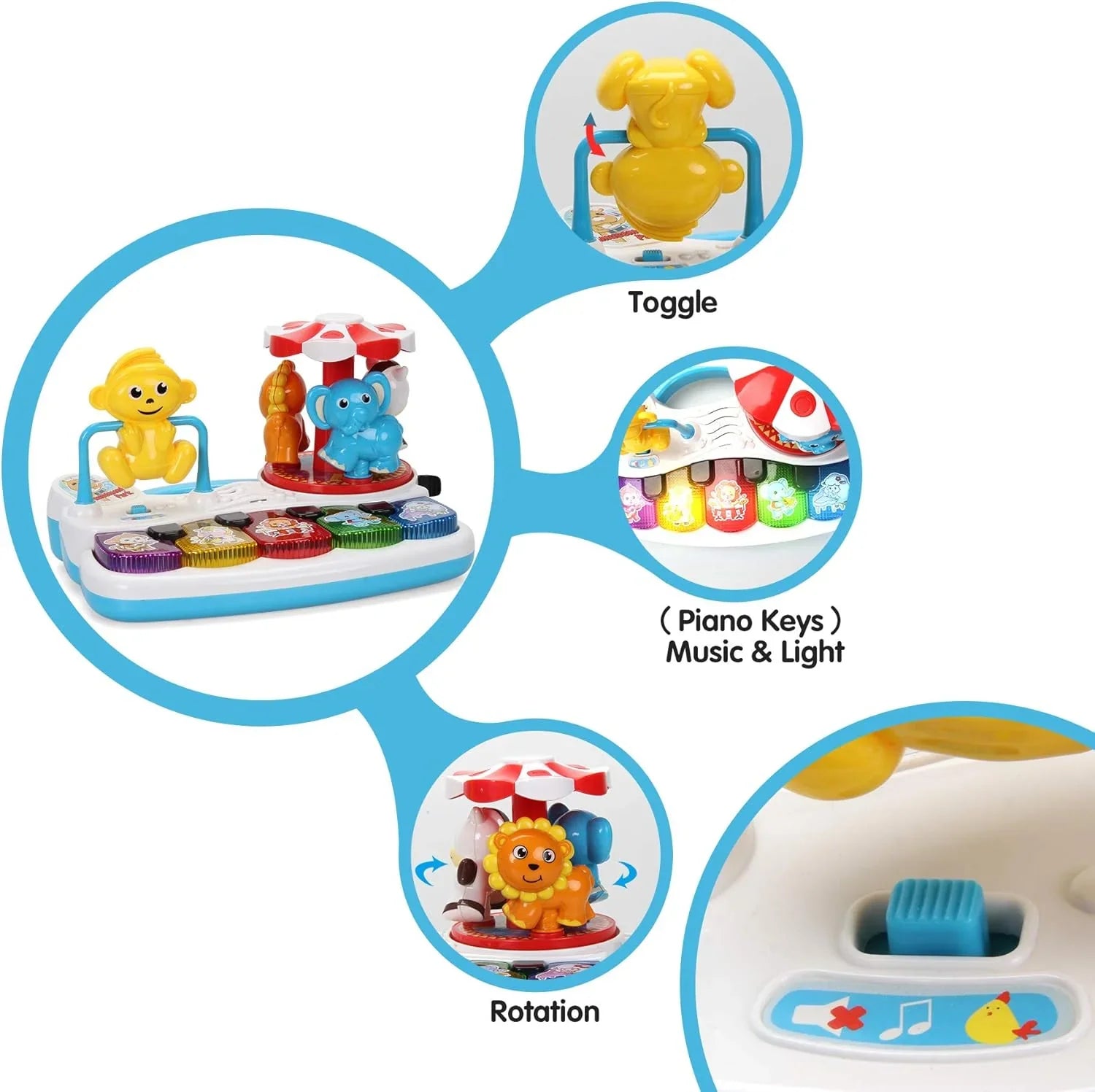 Baby Musical Toys Animal Amusement Park with Light, Kids Baby Toddler Piano Keyboard, Educational Learning Toy - Jaiman Toys