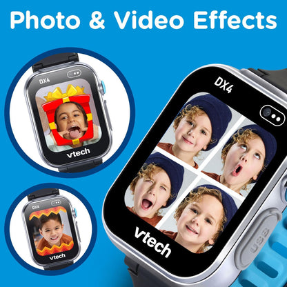 VTech KidiZoom Smartwatch DX4, Black | Kids Smart Watch with Dual Cameras, Games, Music Player, Activity Tracker, Photo & Video Recorder | Educational Smartwatch