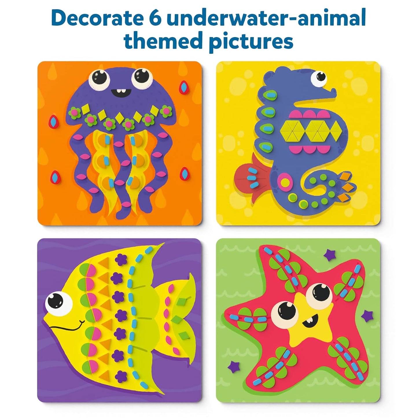 Skillmatics Art Activity - Fun with Foam Underwater Animals, No Mess Sticker Art for Kids, Craft Kits, DIY Activity, Gifts for Boys & Girls Ages 3, 4, 5, 6, 7, Travel Toys, Multicolor