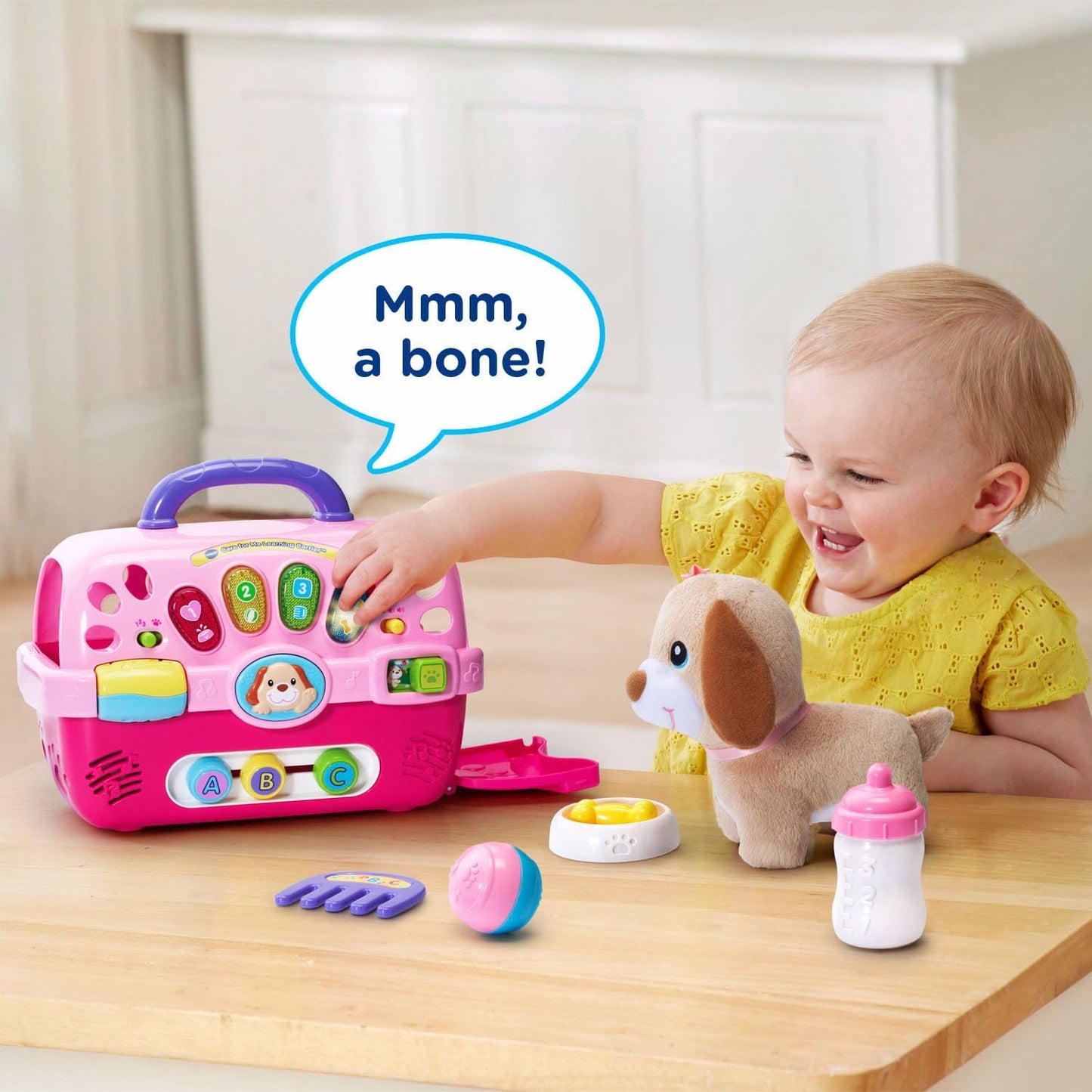 VTech Care for Me Learning Carrier Electronic Pet Carrier with Plush Puppy & Accessories – Interactive Educational Toy for Toddlers 9-36 Months