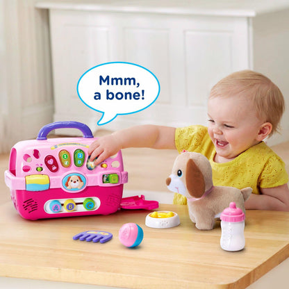 VTech Care for Me Learning Carrier Electronic Pet Carrier with Plush Puppy & Accessories – Interactive Educational Toy for Toddlers 9-36 Months