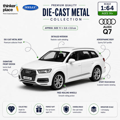 Welly 1:64 Audi 2015 Q7 White Die-Cast Metal Model Car