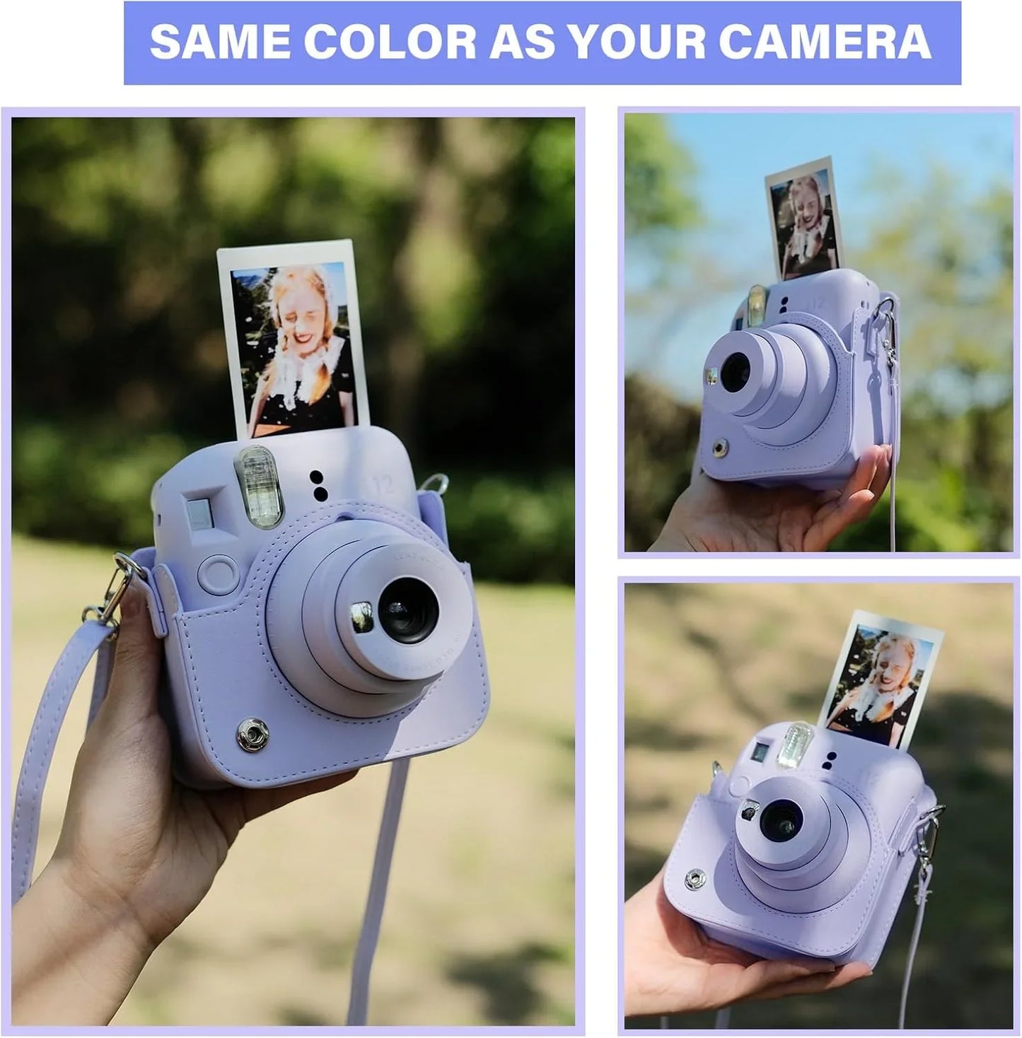 Pop & Snap in Style – Mini 12 Camera Case with Strap (Perfect Fit for Instax Mini 12) - Lilac Purple - Jaiman Toys