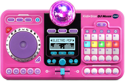 VTech Kidi Star DJ Mixer, Pink | Kids DJ Mixing Console with Bluetooth, DJ Turntable, Recording Studio, Sound Effects, Party Lights & Music Games | Interactive Music Toy