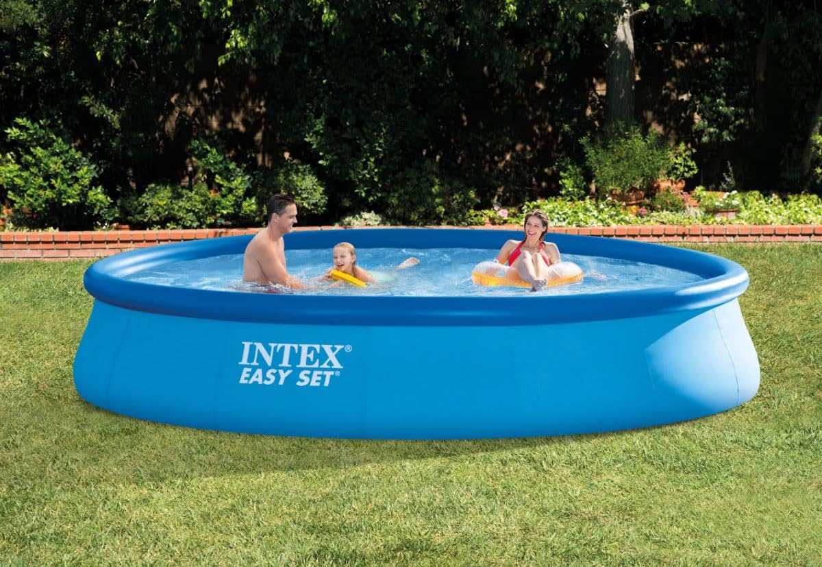 Intex Easy Set Swimming Pool 28158 – 15 ft x 33 in (457 × 84 cm) Inflatable Family Pool | Large Backyard Swimming Pool