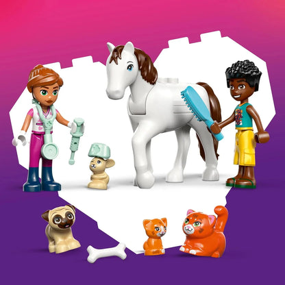 LEGO Friends 42696 Animal Vet Clinic - Educational Toy w/a Horse Stable, 2 Mini Dolls, Pet Dog, Bunny & Cat Figures Plus Accessories - Birthday Gift for 4+ Year Old Girls