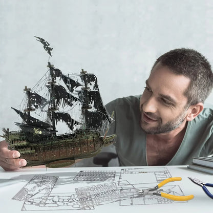 Piececool  3D Metal Puzzle The Flying Dutchman (Large) Ghost Ship – 369 Pieces – Level 4 Difficulty – Stainless Steel DIY Model Kit- Age16+