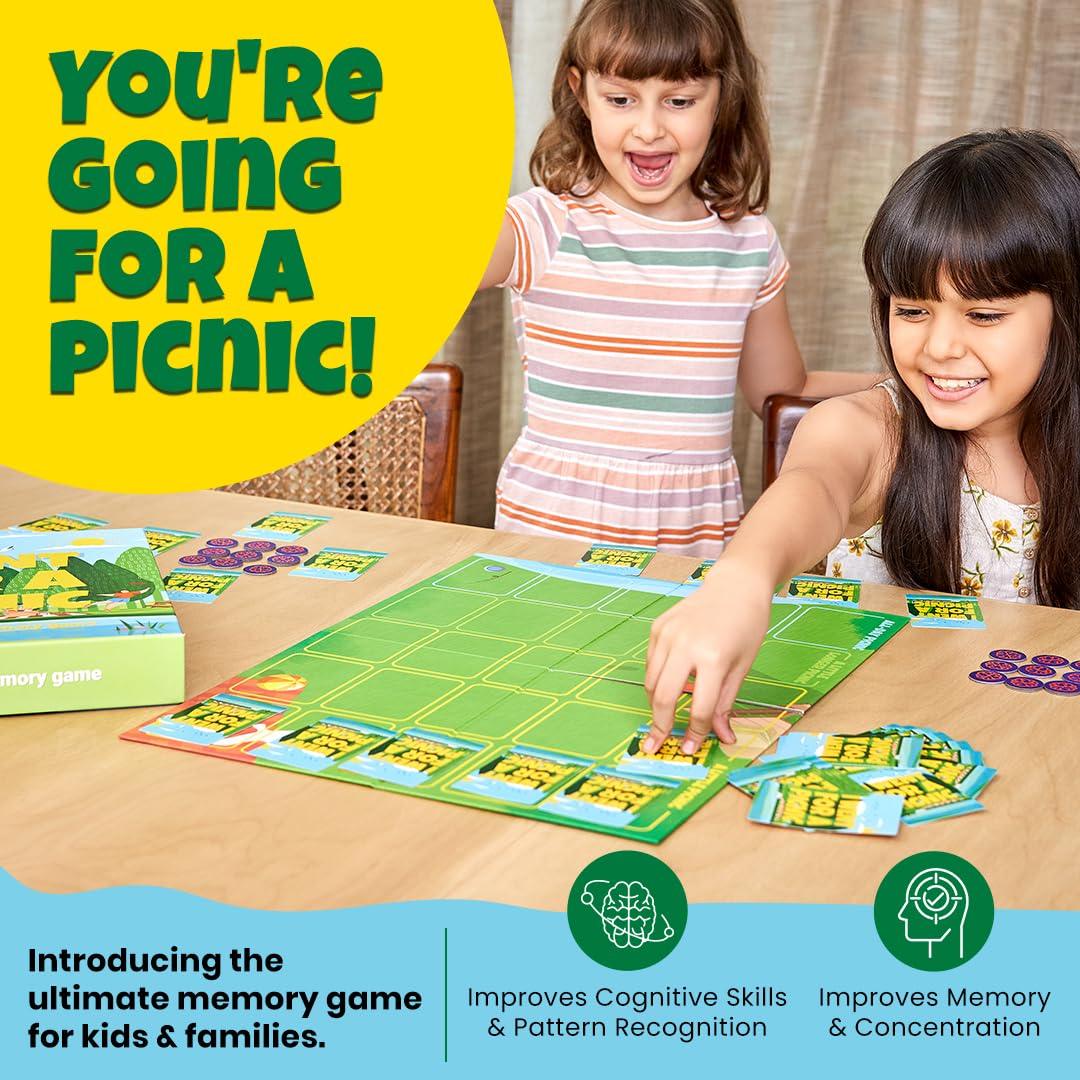 Binca Card Game - I Went for a Picnic, Fun Memory Game for Kids Ages 6 and Up, Cognitive & Concentration Building, Gifts for Boys & Girls, 2-4 Players - Jaiman Toys
