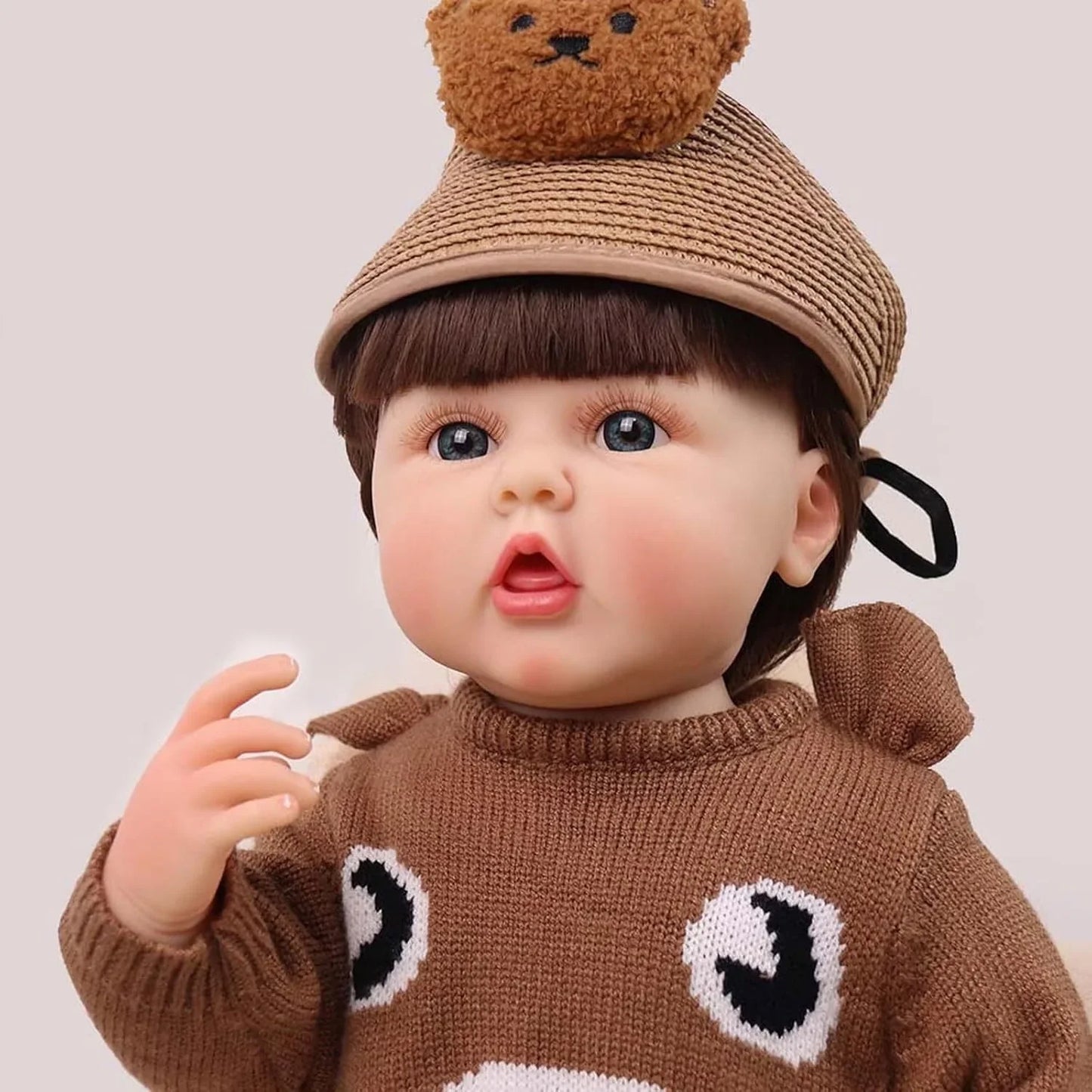 Lifelike Reborn Baby Girl Doll – Toddler with Realistic Sound & Brown Hair