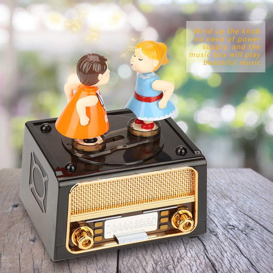 Vintage Retro Music Box Lover Couple Kiss Music Box Valentine's Gift