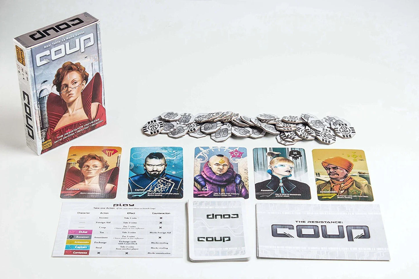 Coup Game Bundle Including Coup (The Dystopian Universe) and Coup Reformation Expansion by Indie Boards and Cards (2 Items) - Jaiman Toys