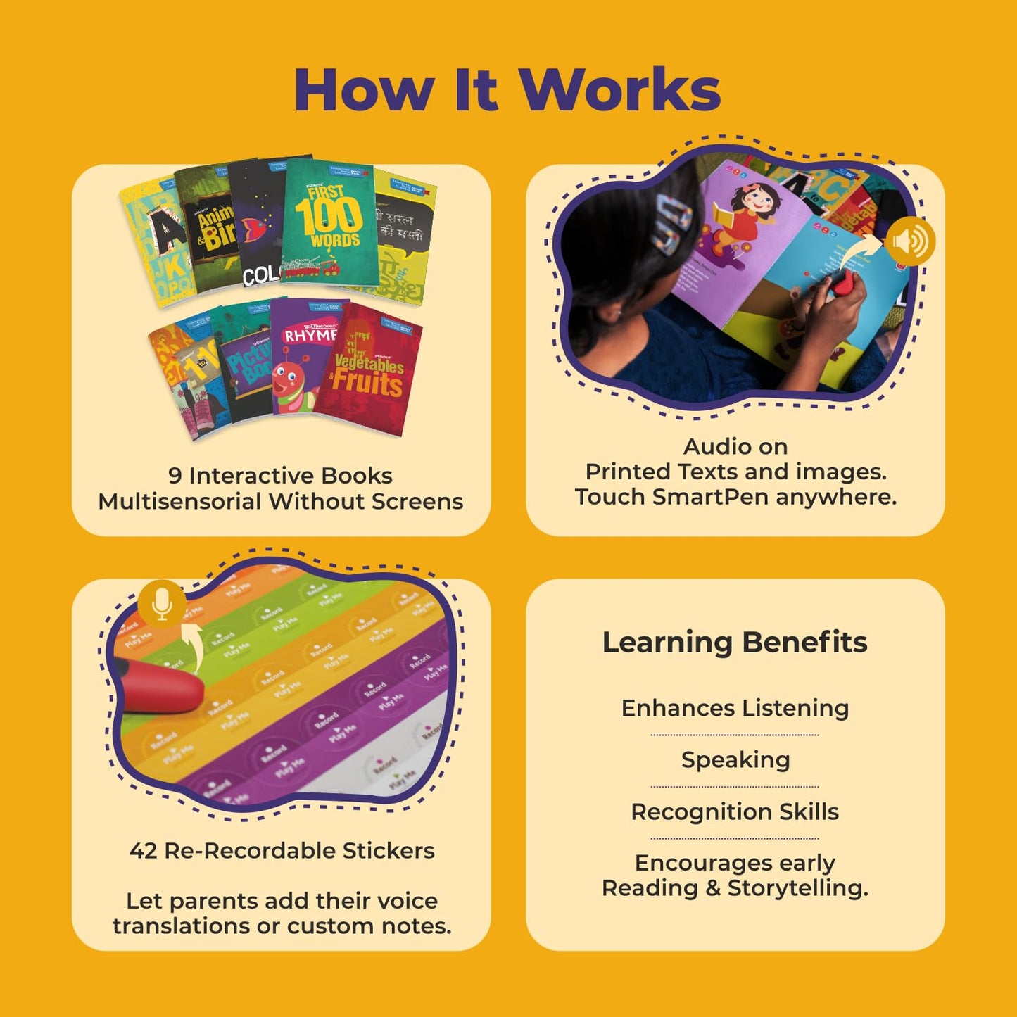 goDiscover Interactive Smart Books with Talking Pen | 9-Book Educational Learning Set for Toddlers