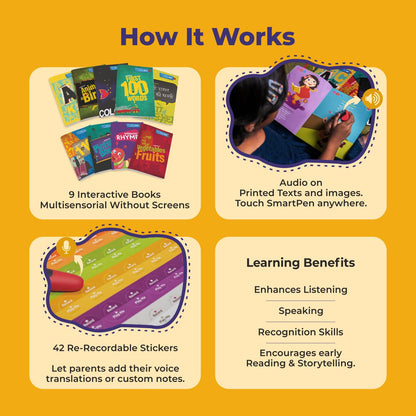 goDiscover Interactive Smart Books with Talking Pen | 9-Book Educational Learning Set for Toddlers
