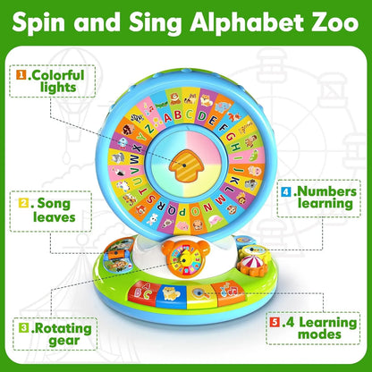 Musical Spin & Sing Alphabet Zoo Infant Toys– Interactive Learning Toy for Toddlers Ages 6–18 Months | Educational Gift for Baby Boys & Girls (1–3 Years) - Jaiman Toys