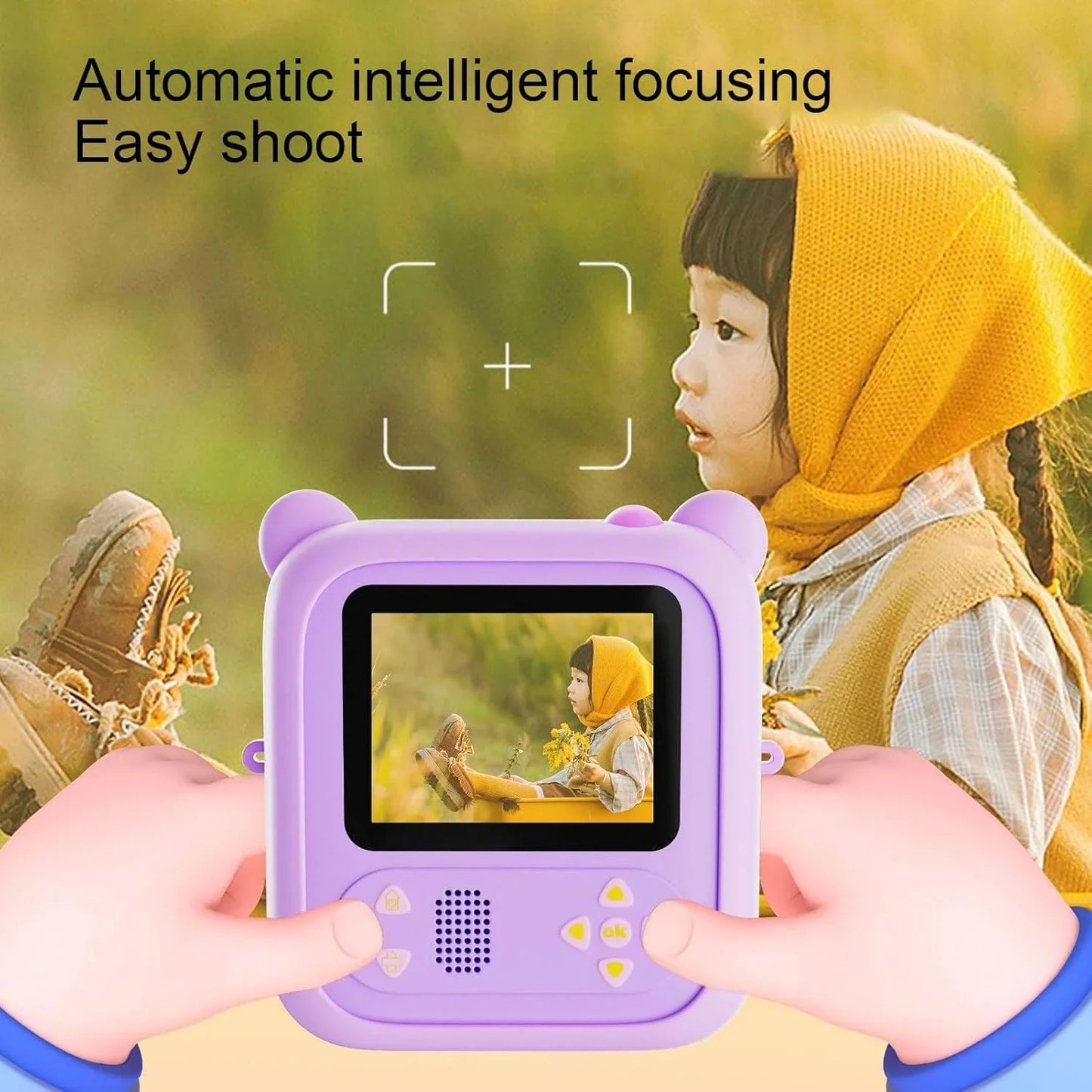 Instant Print Kids Camera – 48MP 1080P Video Toy with Rotating Lens &  Rolls - Purple