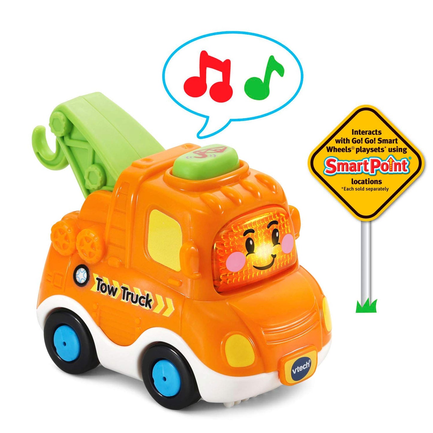 VTech Go! Go! Smart Wheels Tow Truck | Interactive SmartPoint Vehicle with Lights, Sounds & Songs | Educational Toy for Ages 1–5