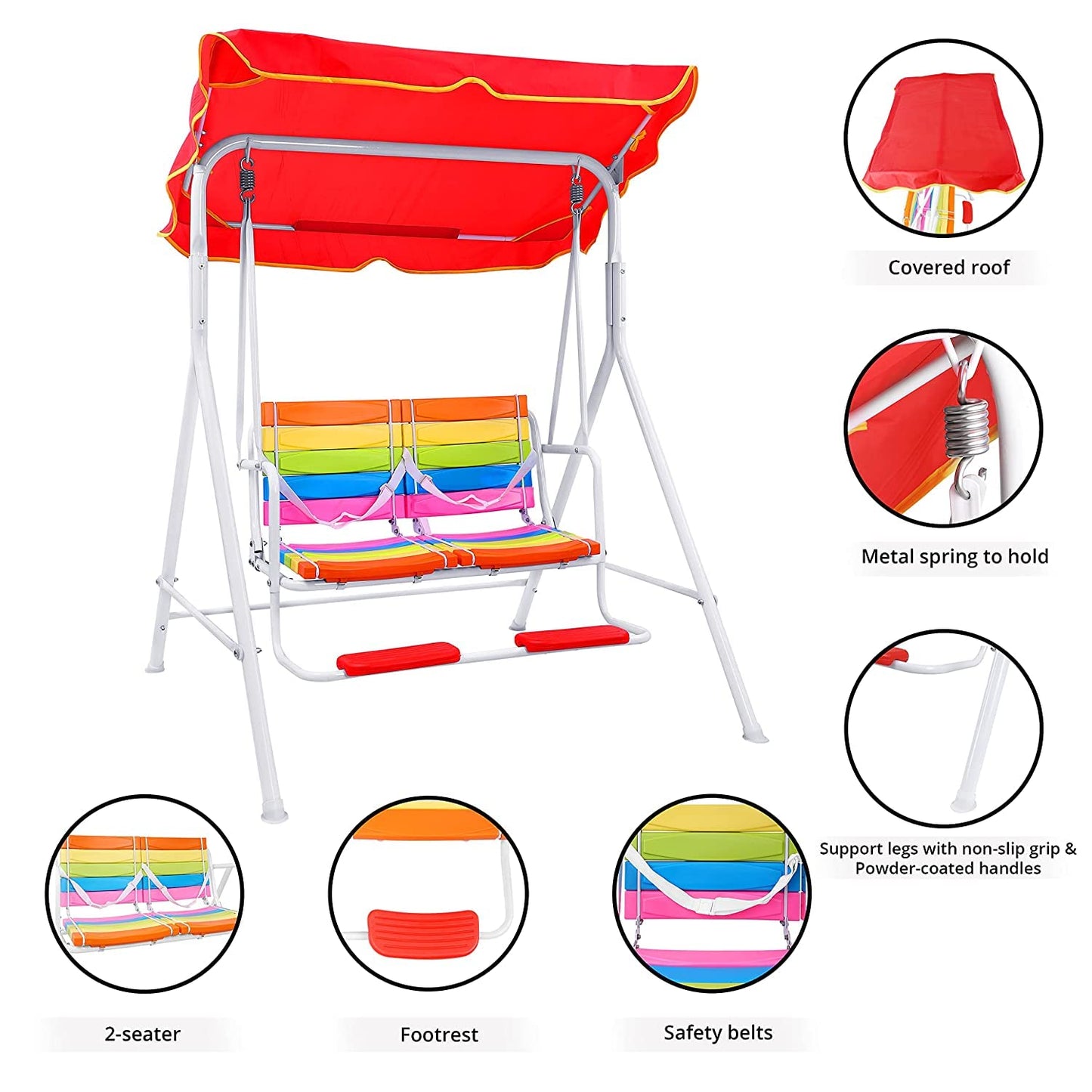 Breatoi Swing Double : Comfy  Kids Swing with Canopy (2 Seater)