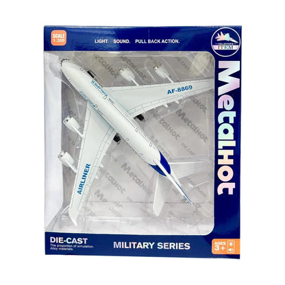 MetaHot! 1:300 Scale Die-Cast Airliner Model – Pullback Plane with Lights & Sounds | Realistic Aircraft Collectible - Jaiman Toys