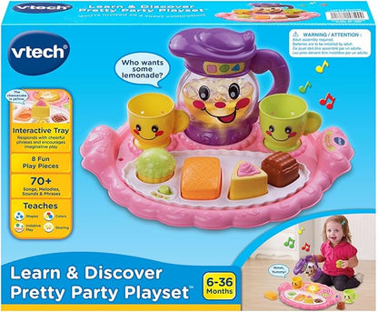 VTech Learn & Discover Pretty Party Playset | Interactive Tea Party Set with Lights, Sounds, Music & Learning Activities
