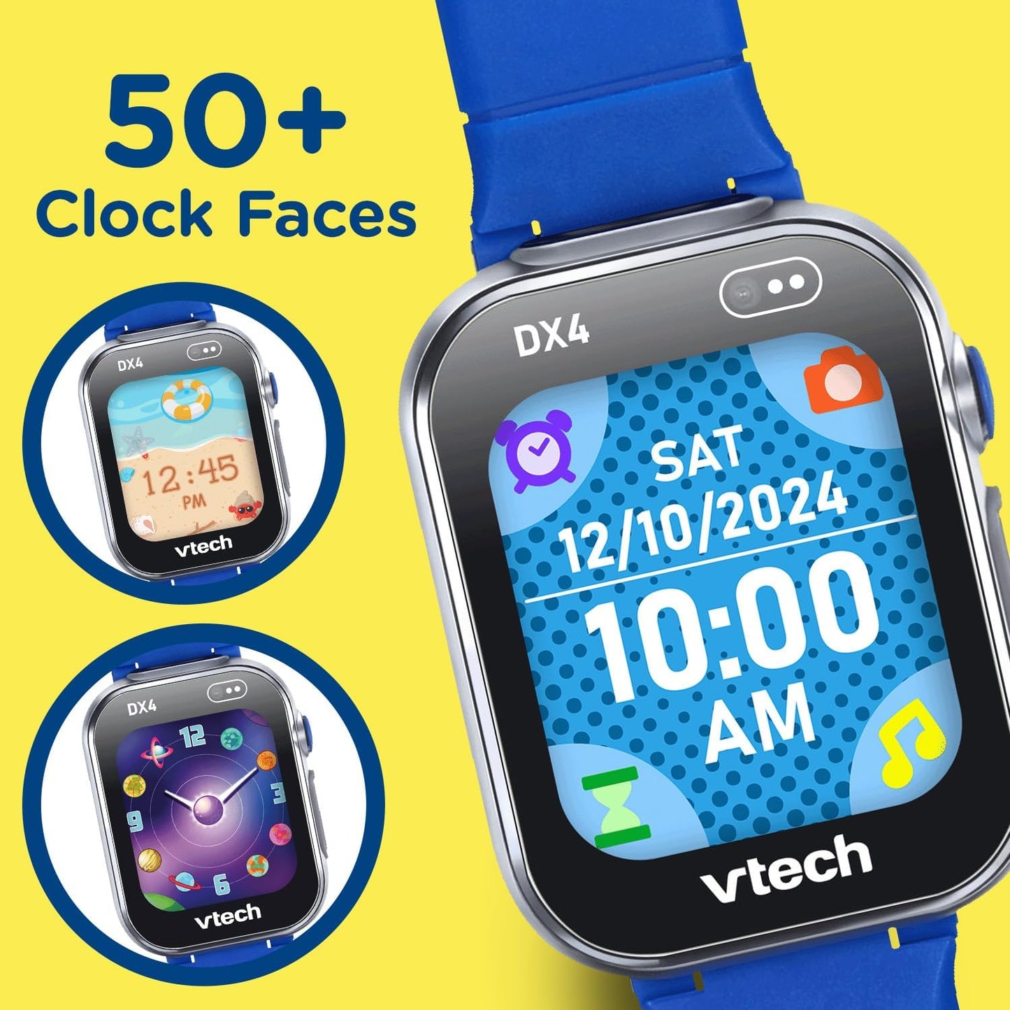 VTech KidiZoom Smartwatch DX4, Blue | Kids Smart Watch with Dual Cameras, Games, Music Player, Activity Tracker, Photo & Video Recorder | Educational Smartwatch