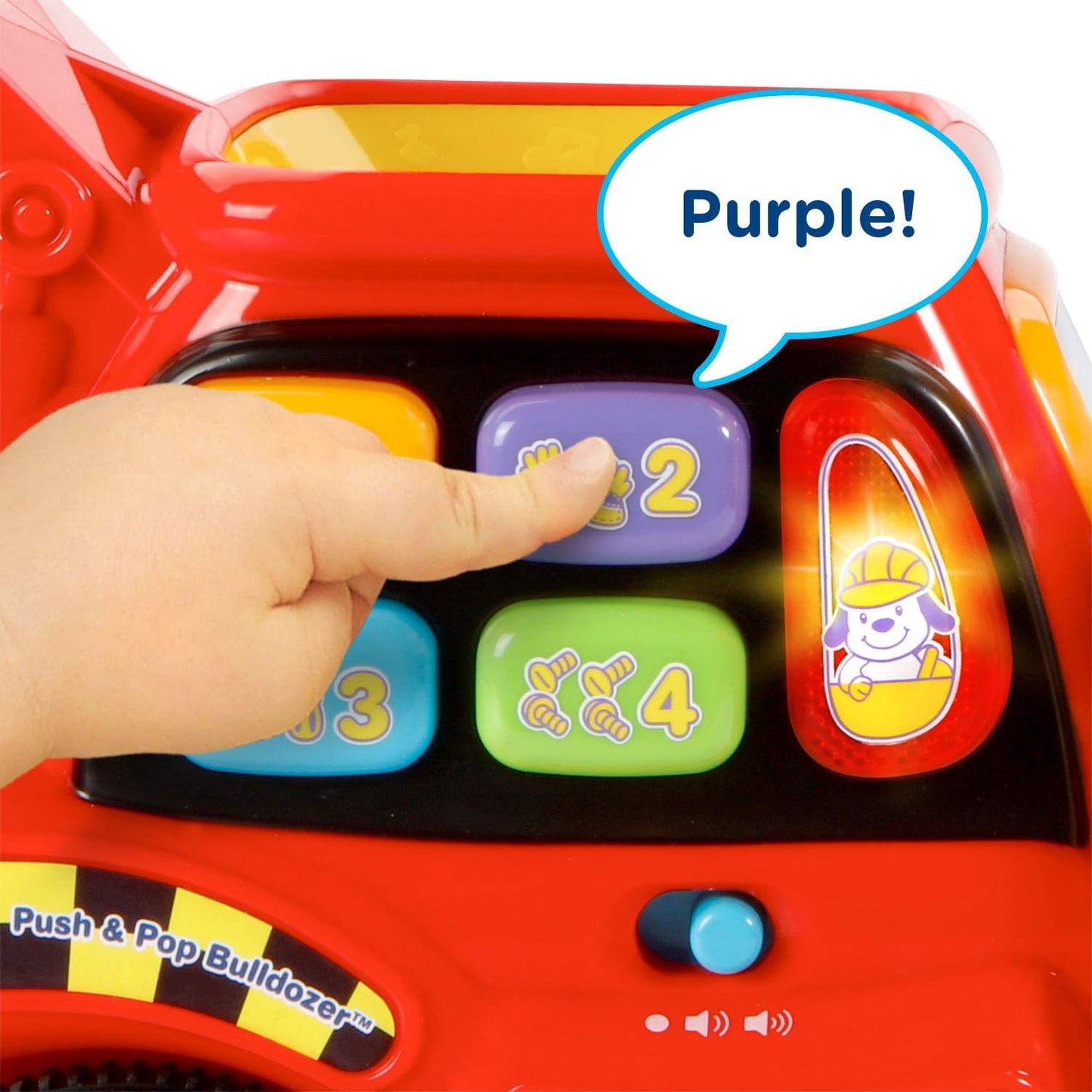VTech Pop-a-Balls Push & Pop Bulldozer Red | Interactive Push-Along Construction Toy with Balls, Lights & Sounds for Toddlers