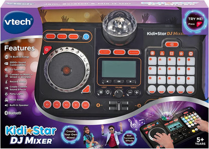 VTech Kidi Star DJ Mixer | Kids DJ Mixing Console with Bluetooth, DJ Turntable, Recording Studio, Sound Effects, Party Lights & Music Games | Interactive Music Toy