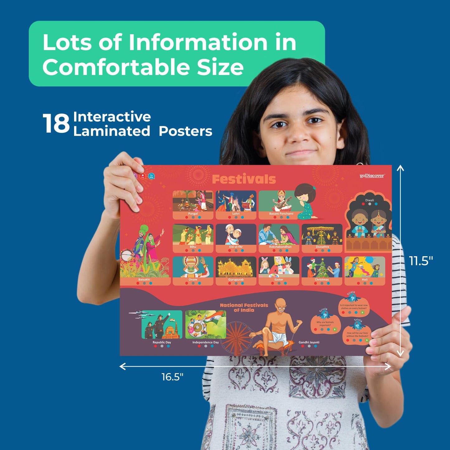 goDiscover Kinder Smart Interactive Learning Posters with Talking Pen | 18 Educational Charts for Kids (3–6 Years)