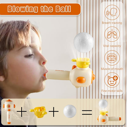 Kids Breath Blower Toy with Balloon & Foam Ball Launcher | 3-in-1 Educational Oral Motor Toy for Kids 3+