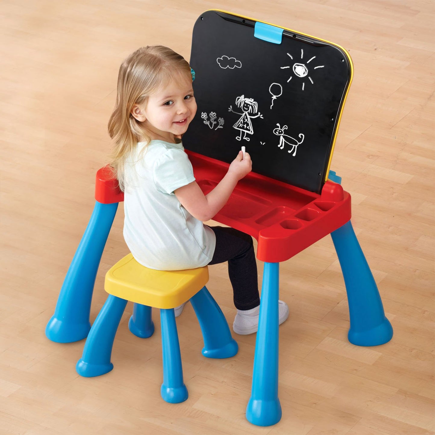 VTech Touch & Learn Activity Desk Deluxe Interactive Educational Learning Table with Stool | Preschool Learning Center for Toddlers