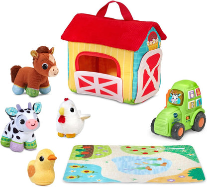 VTech Baby Barnyard Adventure Playset | Interactive Farm Playset with Plush Animals, Musical Tractor, Lights, Sounds & Early Learning Activities
