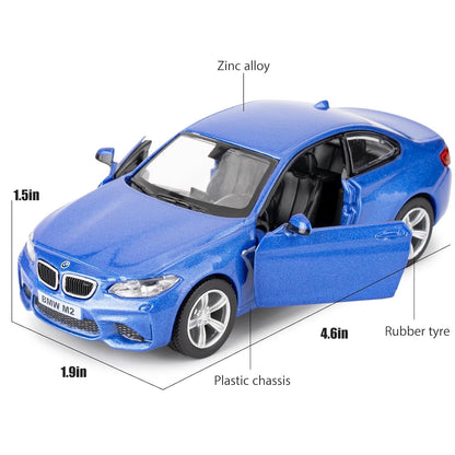 RMZ City BMW M2 1:36 Die-Cast Car Model | Pull Back & Go | Openable Doors | Blue & White Variants