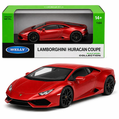 Welly 1:64 Lamborghini Huracan Coupe Red Diecast Metal Model Car | Collectible Supercar for Ages 14+