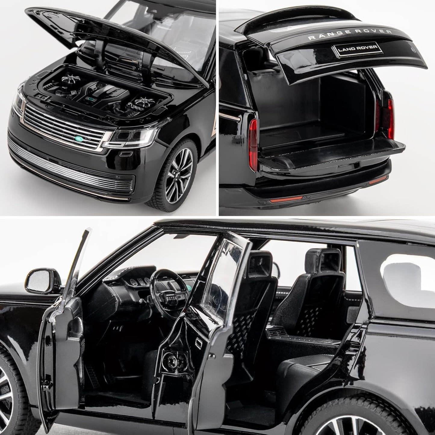 Joy Junction Range Rover SV 2022 1:24 Diecast Car Black – Alloy Metal Pullback Toy SUV with Lights, Sound & Opening Doors