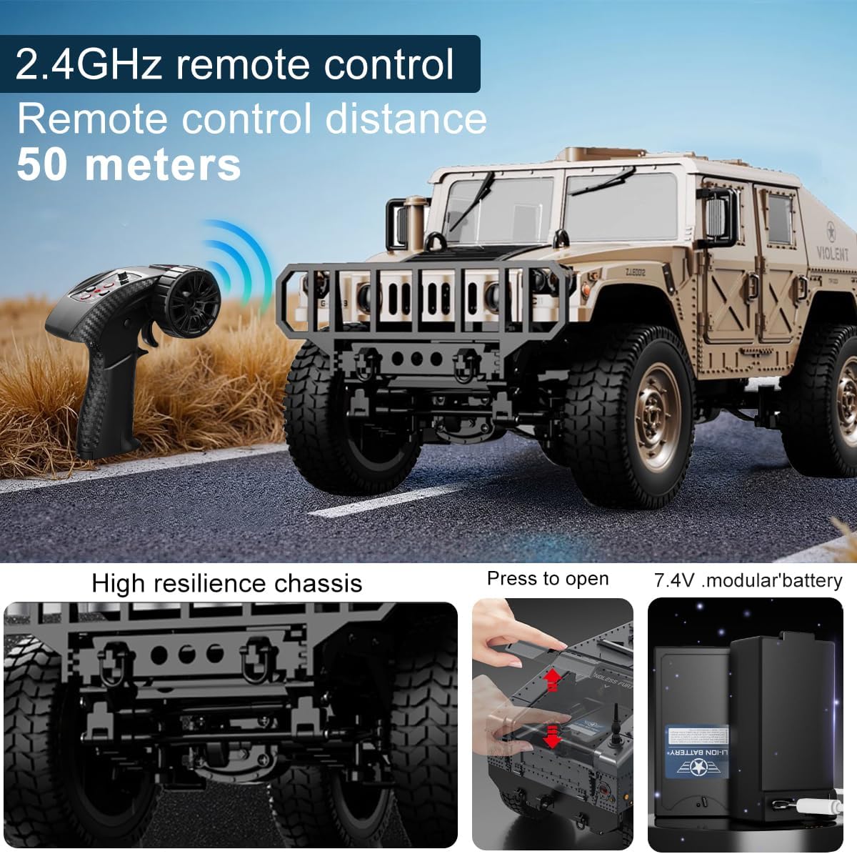 RC 4WD Military Climbing Truck 1:12 Scale | 2.4GHz Remote Control Off-Road Crawler with LED Lights, Independent Suspension & RTR Design