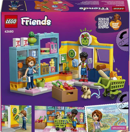 LEGO Friends 42680 Heartlake City Mini Supermarket - Toy Shop w/ 2 Mini Dolls, Pet Dog Figure, Cash Register & Play Food Accessories - Birthday Gift for 5+ Year Old Girls