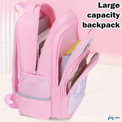Stylish School Backpack for Girls – Cartoon Print Water-Resistant School Bag for Kids 8–12 Years (41 x 32 x 15 cm)