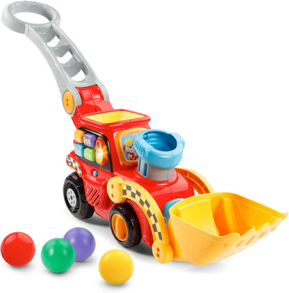 VTech Pop-a-Balls Push & Pop Bulldozer Red | Interactive Push-Along Construction Toy with Balls, Lights & Sounds for Toddlers