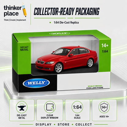 Welly 1:64 BMW 335i Red Die-Cast Metal Model Car