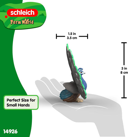 Schleich Farm World - Peacock Toy Figurine - Kids Ages 3+ | 14926 | Farm Animal Figurine, Realistic Animal Toys, Barn Toy for Kids 3+, Screen-Free Imaginative Pretend Play, Montessori