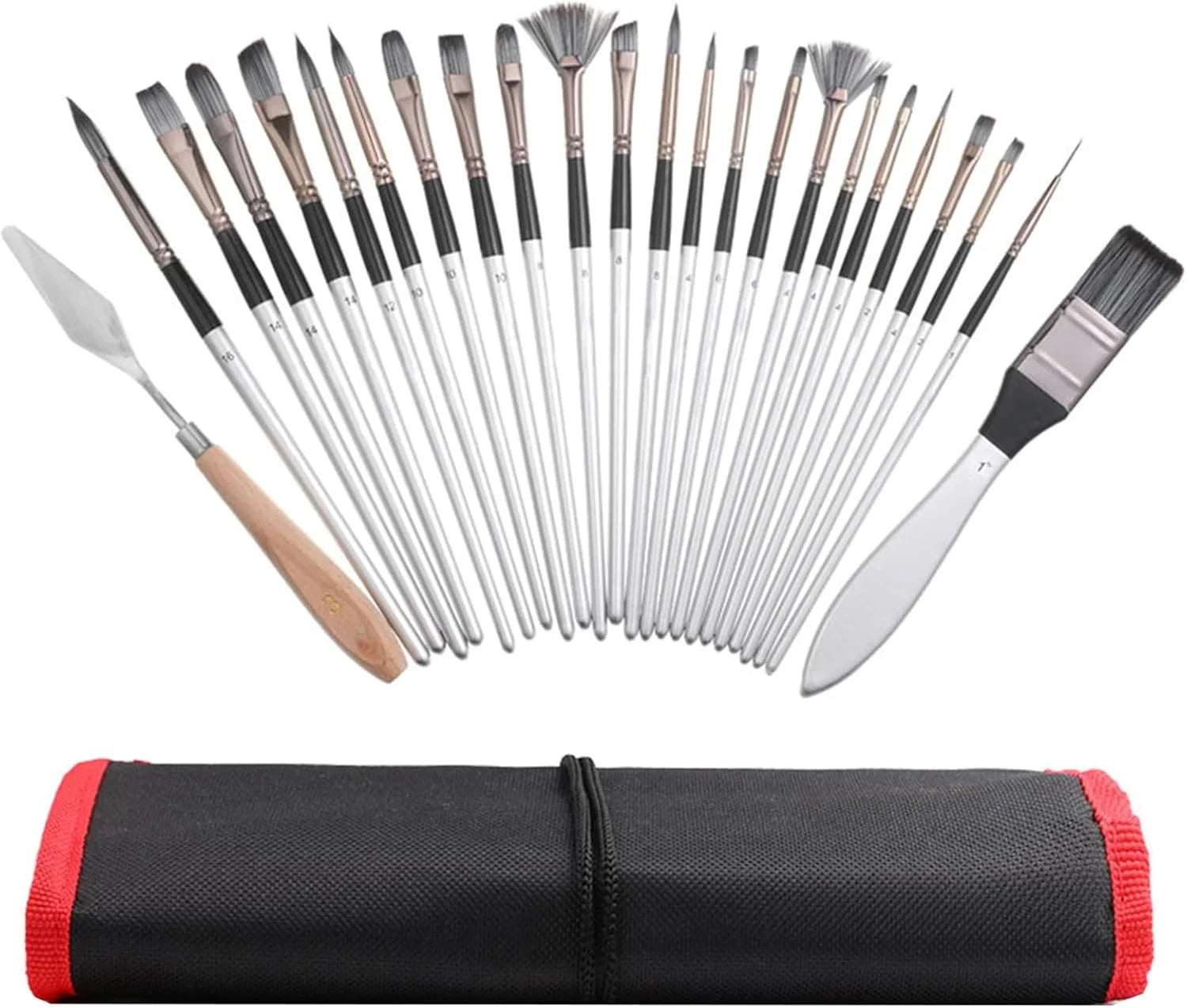 Artistry 24 Pcs Paint Brush Set, Acrylic Painting Brushes Kit with Knife Canvas Storage Bag, for Acrylic Oil Watercolor Gouache Painting Beginners - Jaiman Toys