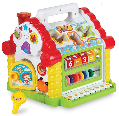 HOLA House Party Educational Toys, Baby House with Shape Sorters, Musical Piano Keys, Counting Math Beads ,Blocks Activity Cube ,Play Cube for Kids - 739 - Jaiman Toys